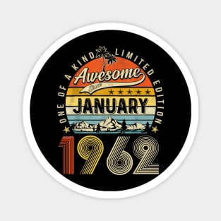 Awesome Since January 1962 Vintage 61st Birthday Magnet